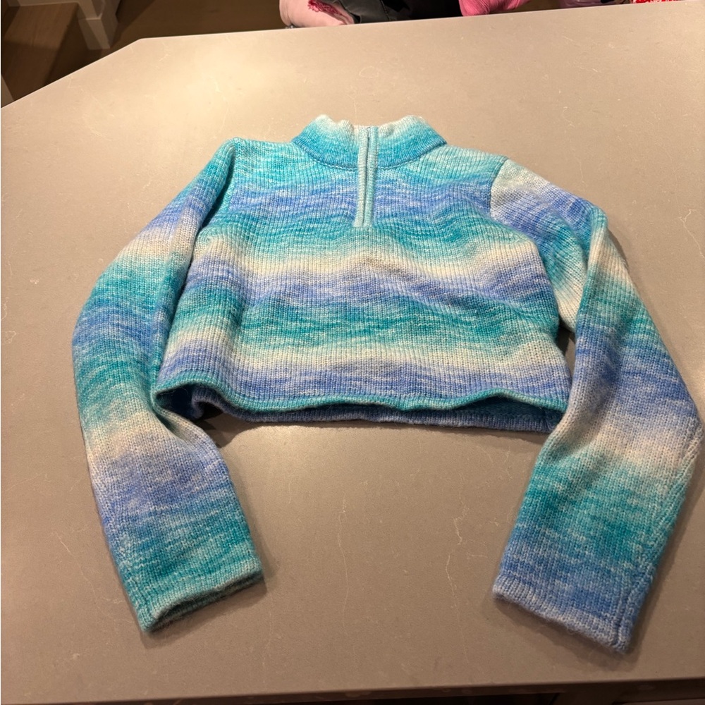 Frankie's Bikinis Blue Gradient Knit Half-zip